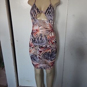 Tropical Cutout Mini Dress